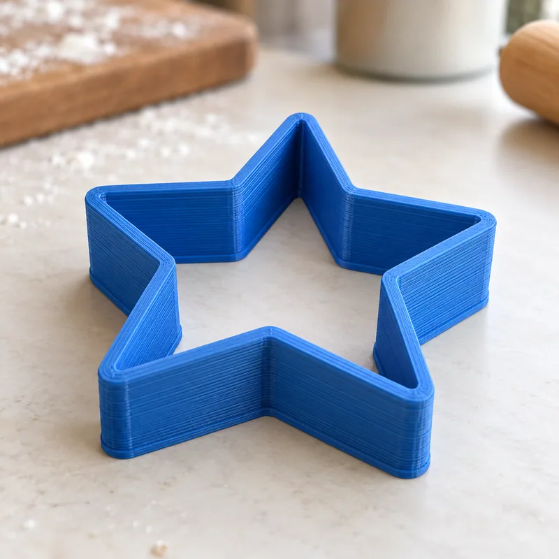 Blå 3D-printet stjerneformet kageudstikker
